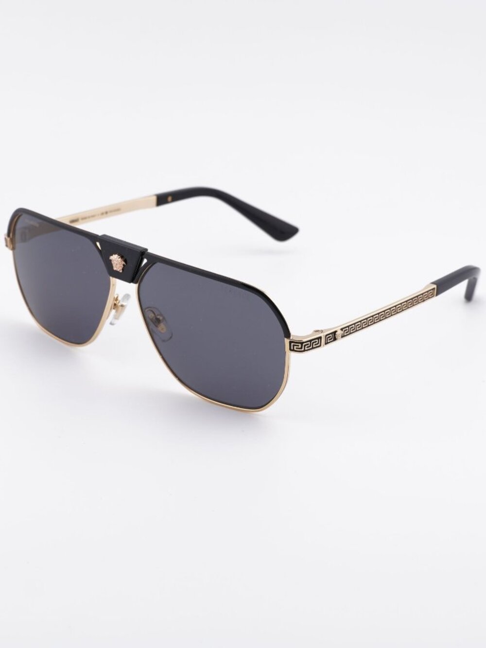Versace VE2294 100281 Sunglasses Black Aviator Frame, Dark Grey Polarized